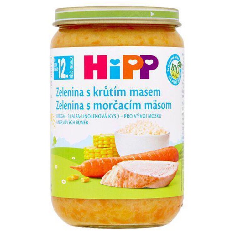 EXP: 30.09.2024 HiPP BIO Jemná zelenina s krůtím masem 220 g