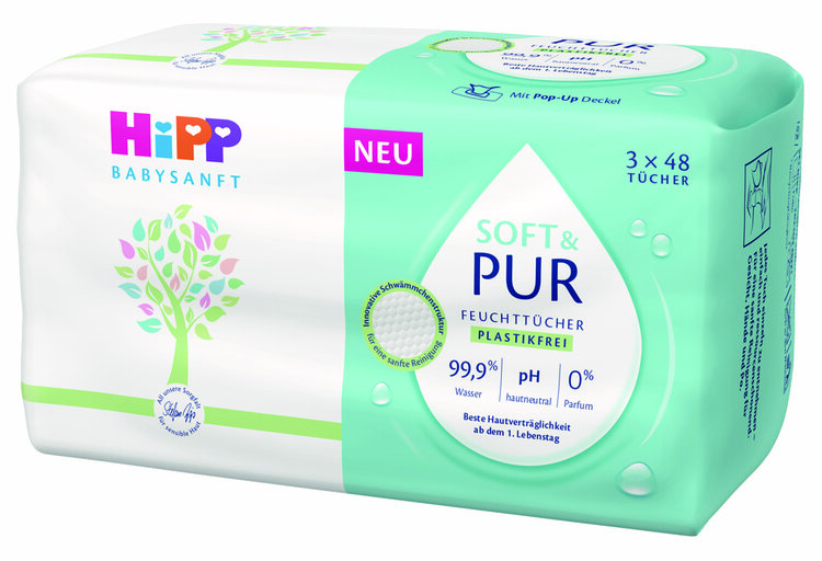 HiPP Babysanft Ubrousky čistící vlhčené Soft & Pur 3 x 48 ks