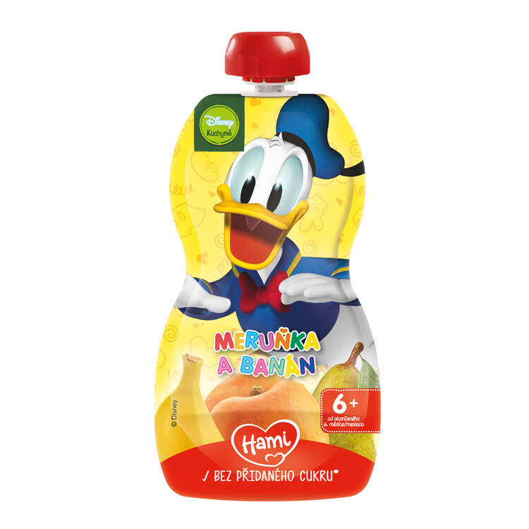 EXP: 27.11.2024 HAMI Kapsička ovocná Donald Meruňka a banán 110g, 6+