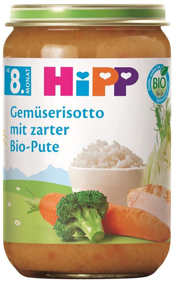 HiPP BIO Příkrm Zeleninové rizoto s krůtím masem, od 8. měsíce 220 g