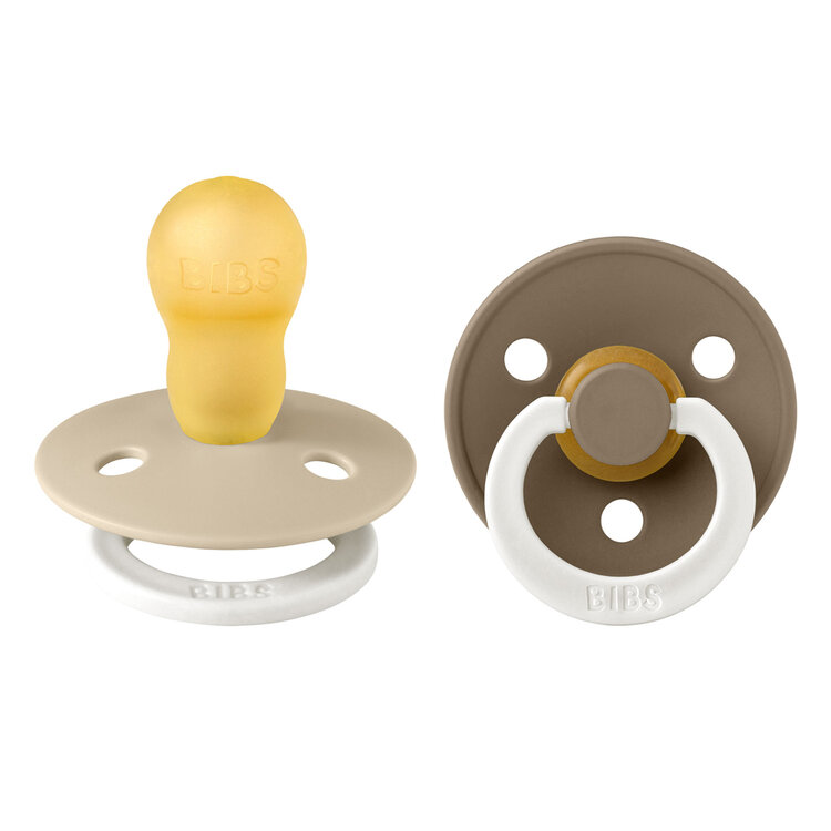 BIBS Dudlíky z přírodního kaučuku noční Colour 2ks, velikost 3 - Vanilla / Dark Oak