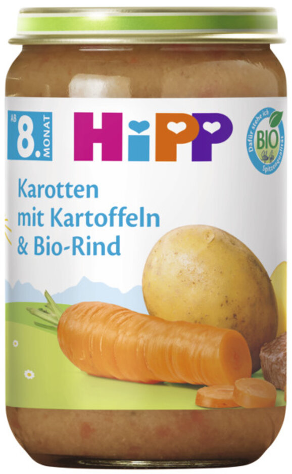 HiPP BIO Brambory, zelenina a hovězí maso  od 8. měsíce, 220 g