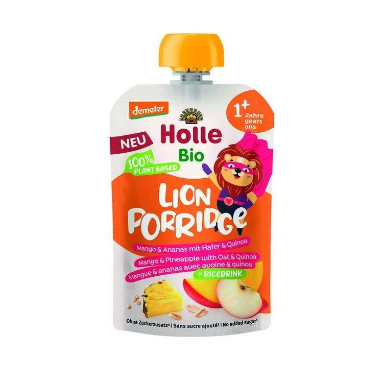 HOLLE Bio Lion ovocné pyré mango, ananas, oves, qiunoa 110g (1r+)