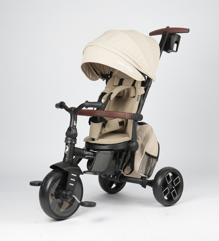 QPLAY Tříkolka Comfo Max Beige, 8 v 1, věk 10-72 měsíců