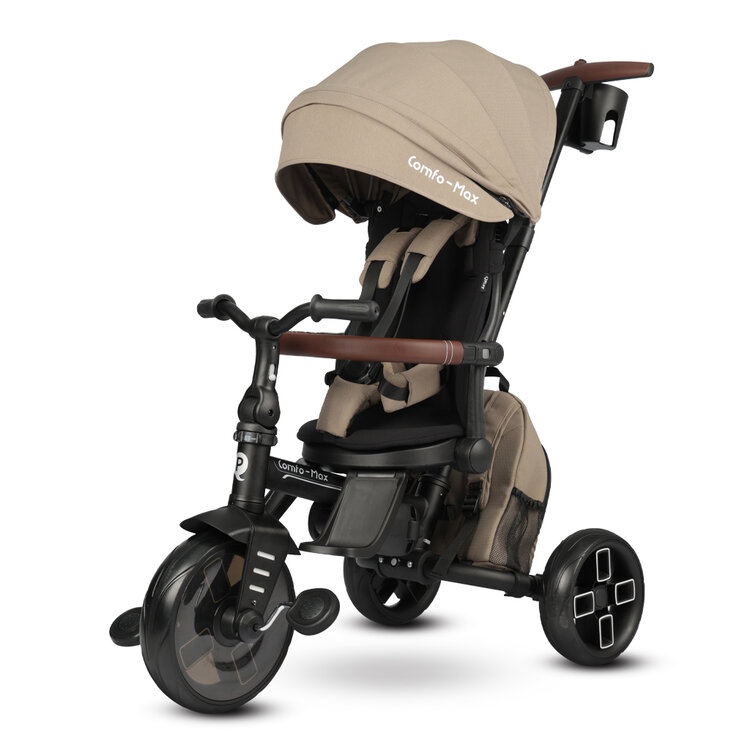 QPLAY Tříkolka Comfo Max Coffee, 8 v 1, věk 10-72 měsíců