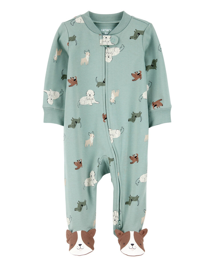 CARTER'S Overal na zips Sleep&Play Green Dog print chlapec 3m/ veľ.62