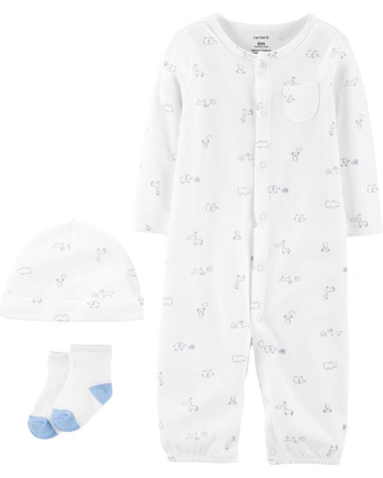 CARTER'S Set 3dielny biely - potlač, 6 m /veľ. 68