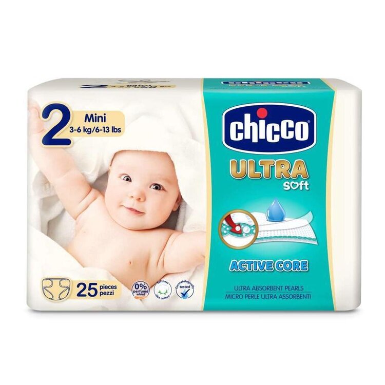 CHICCO Ultra Soft Pleny jednorázové 2 Mini (3-6 kg) 25 ks