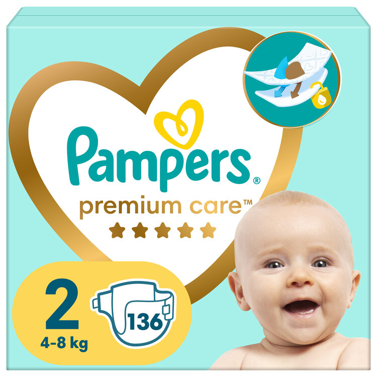 PAMPERS Pleny jednorázové Premium Care vel. 2 (136 ks) 4-8 kg