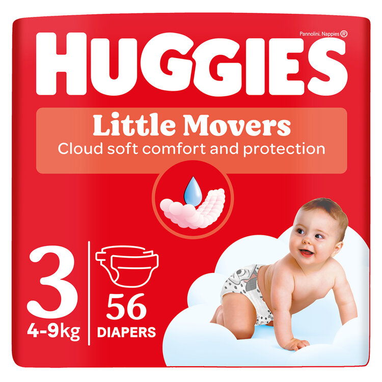 HUGGIES® Pleny jednorázové Little Movers 3 (4-9 kg) 56 ks