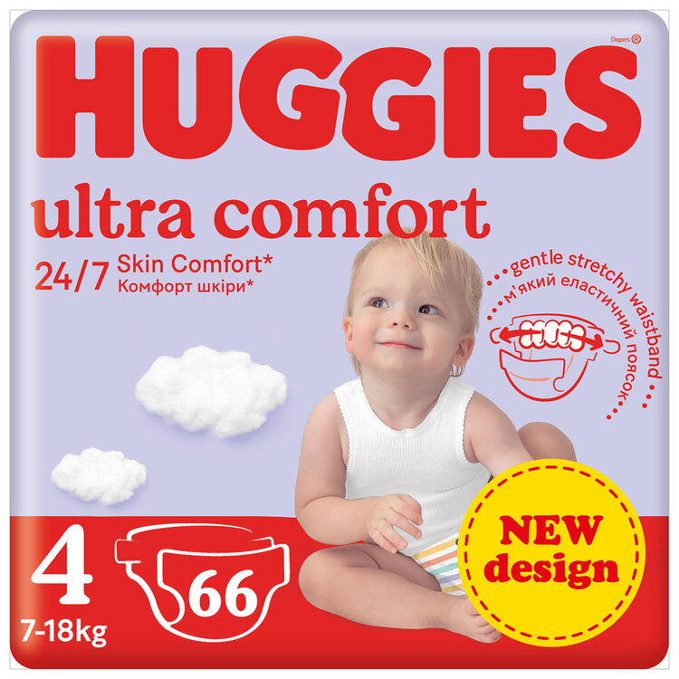HUGGIES® Pleny jednorázové Ultra Comfort Mega 4 (7-18 kg) 66 ks