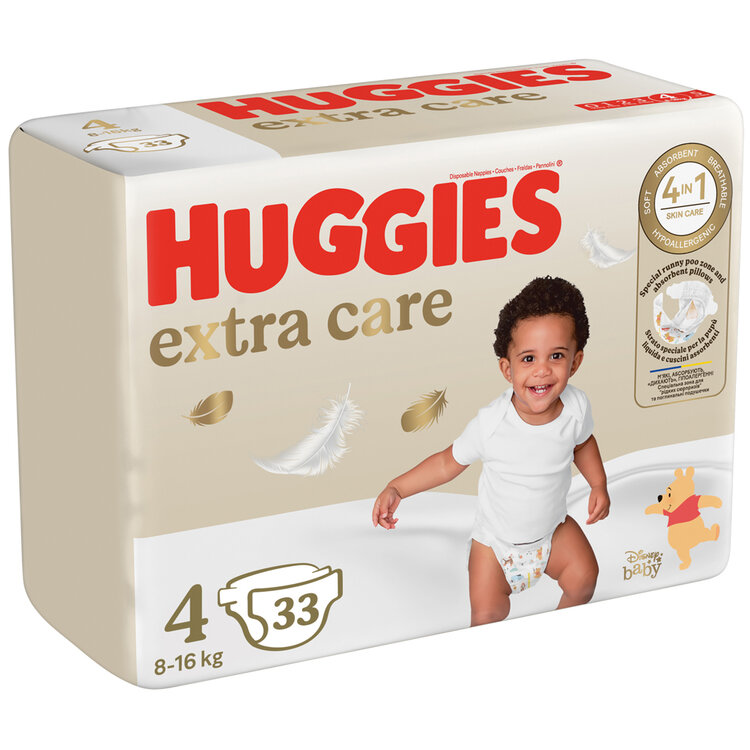 E-shop HUGGIES® Pleny jednorázové Extra Care 4 (8-14 kg) 33 ks
