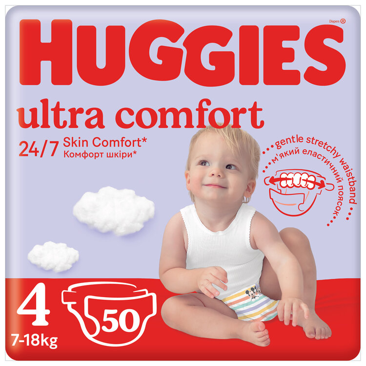 E-shop HUGGIES® Ultra Comfort Jumbo Pleny jednorázové 4 (7-18 kg) 50 ks