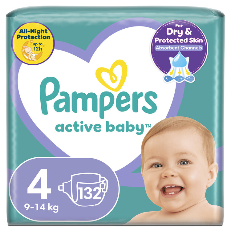 PAMPERS Active Baby Pleny jednorázové 4 9-14 kg 132 ks