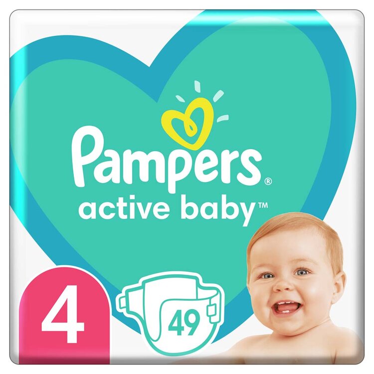 PAMPERS Active Baby Plienky jednorazové 4 (9-14 kg) 49 ks