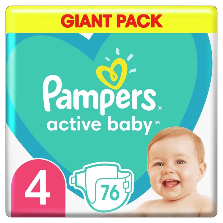 PAMPERS Active Baby Plienky jednorazové 4 (9-14 kg) 76 ks