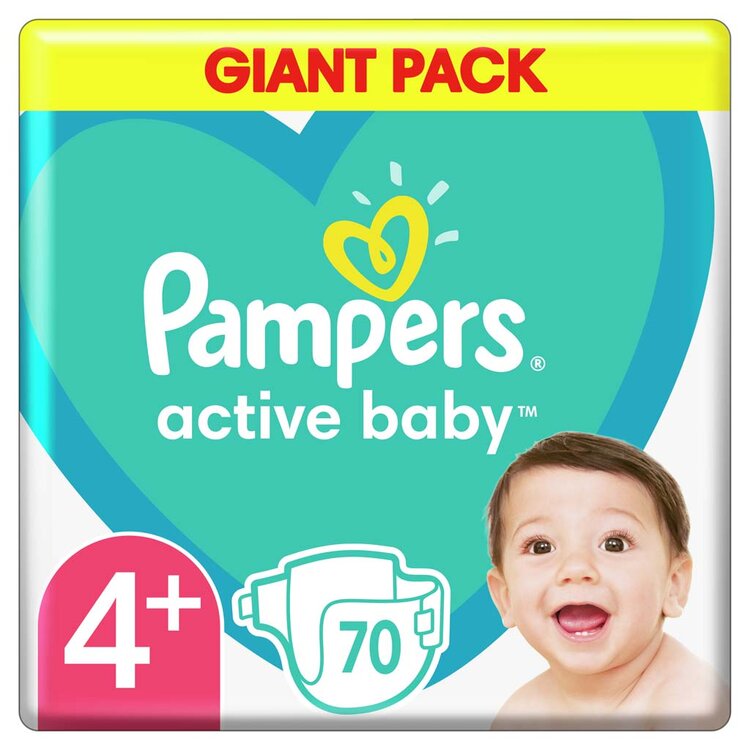 PAMPERS Active Baby Plienky jednorazové 4+ (10-15 kg) 70 ks - GIANT PACK
