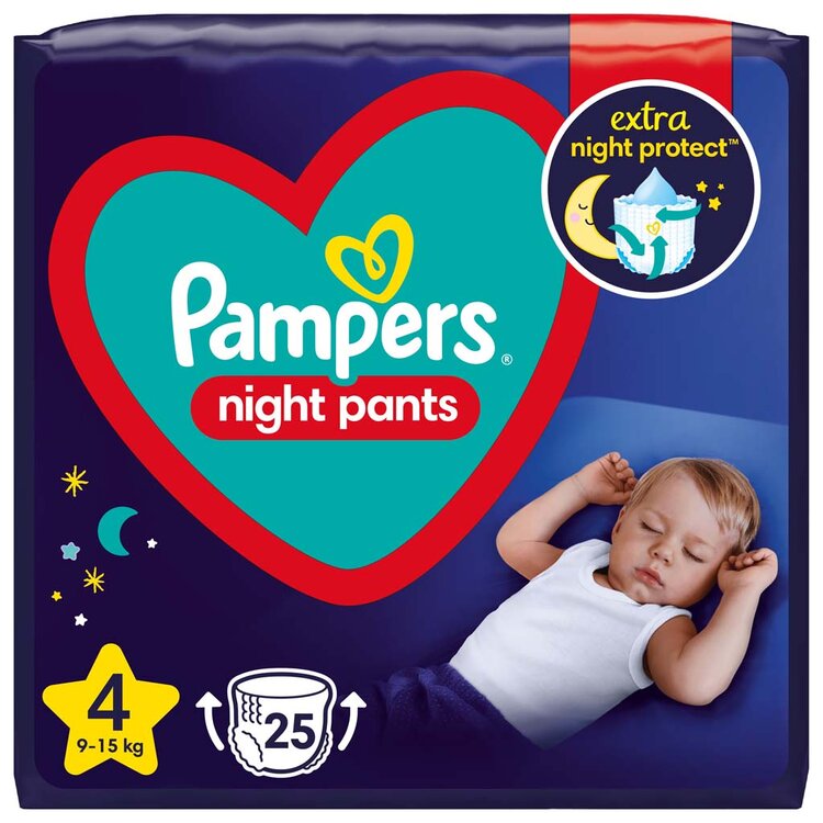 E-shop PAMPERS Night Pants 4 9-15 kg 25 ks