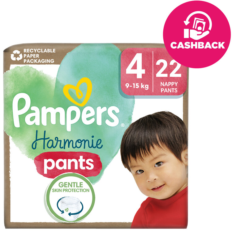 E-shop PAMPERS Kalhotky plenkové Harmonie Baby vel. 4, 22 ks, 9kg-15kg