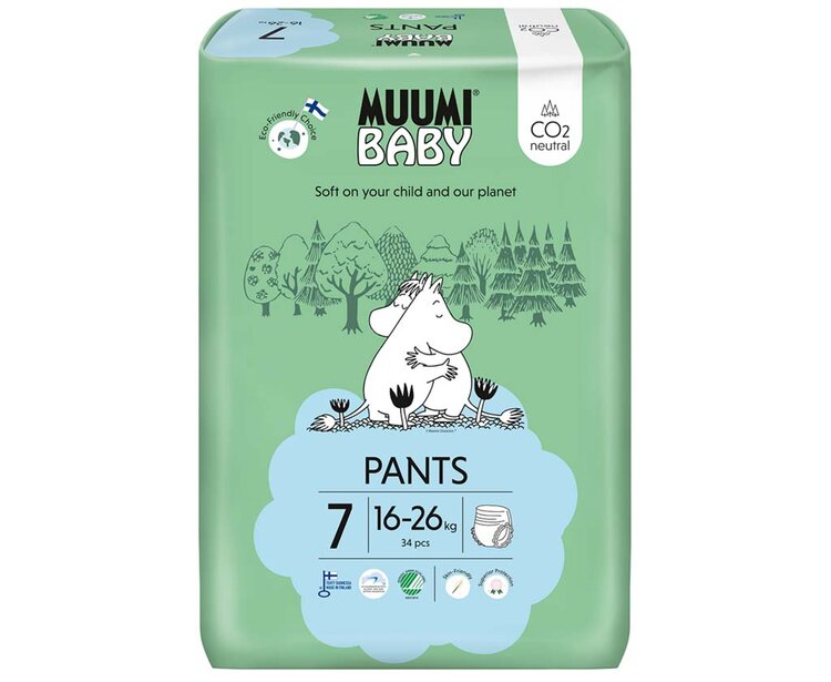 MUUMI Baby Pants 7 XL 16-26 kg (34 ks), kalhotkové eko pleny