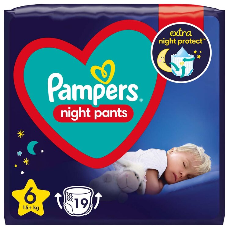 E-shop PAMPERS Night Pants 6 15 kg+ 19 ks