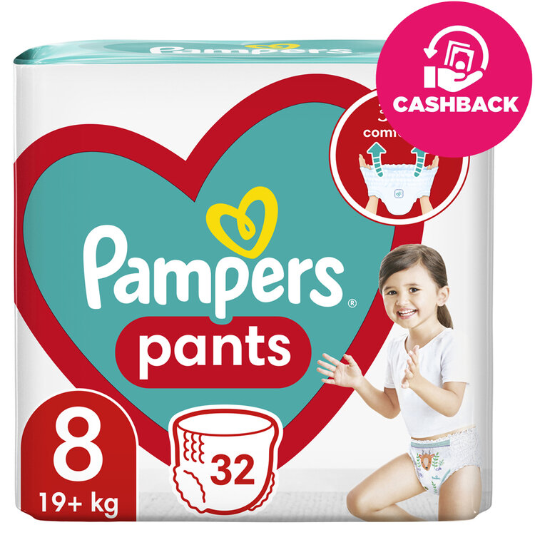 E-shop PAMPERS Pleny kalhotkové Active Baby Pants vel. 8 (32 ks) 19+ kg