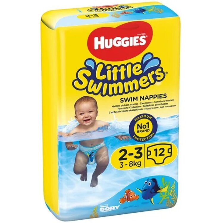 Huggies Little Swimmers 2-3 3-8 kg 12 ks,HUGGIES® Little Swimmers Plienky do vody jednorazové 2-3 (3-8 kg) 12 ks