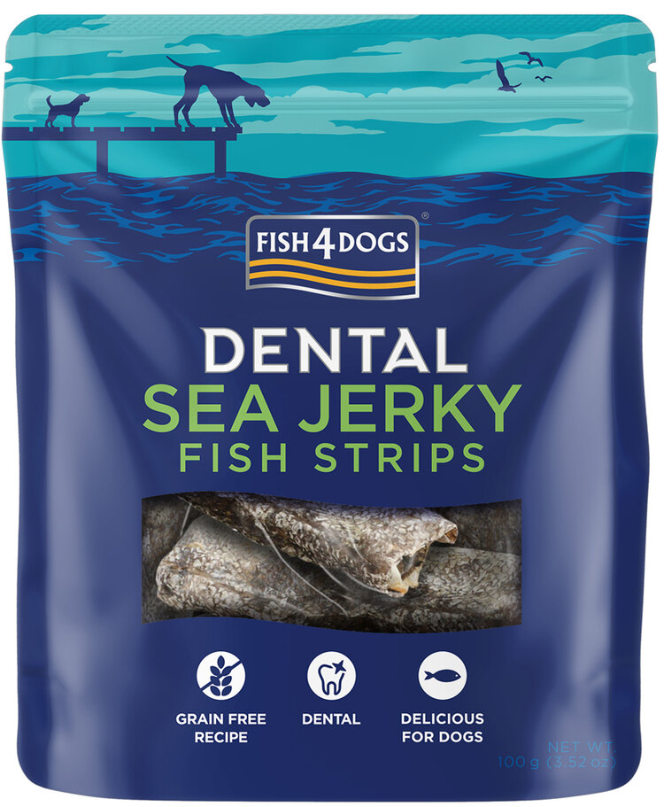 FISH4DOGS Pamlsky pro psy  DENTAL SEA mořská ryba - proužky 100 g