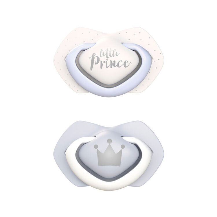 CANPOL BABIES Set symetrických silikonových dudlíků 6-18 m Royal baby modrý