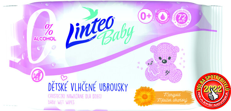 E-shop LINTEO BABY Vlhčené ubrousky s měsíčkem lékařským 72 ks