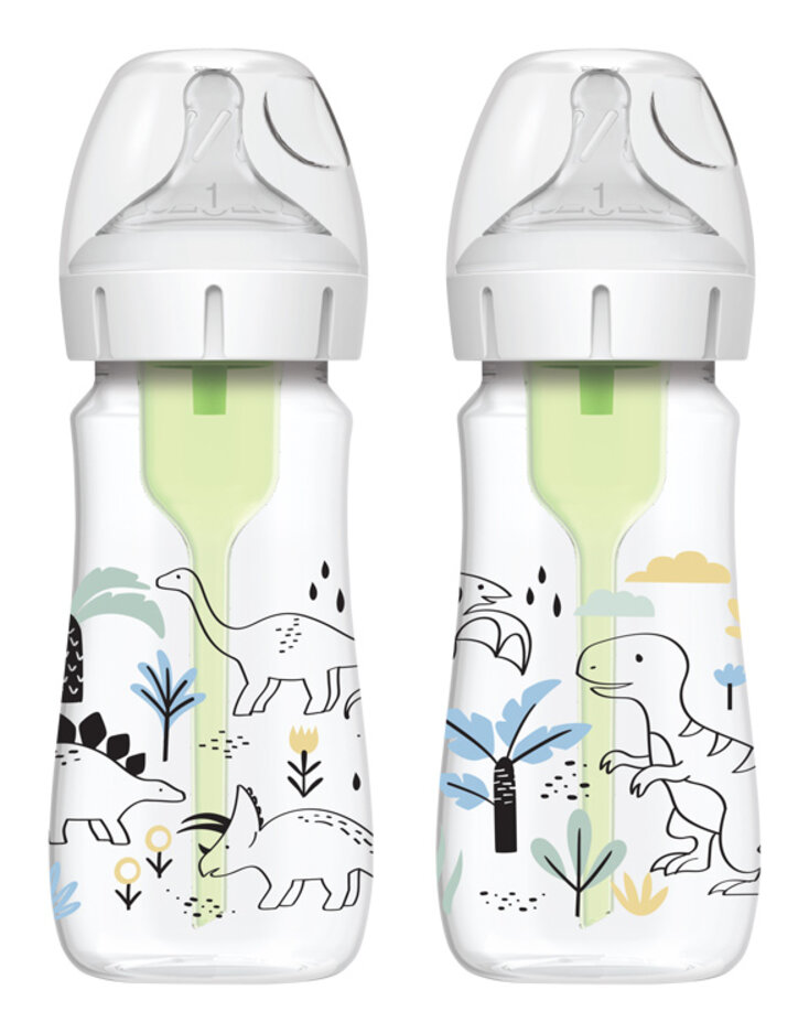 DR.BROWN'S Anti-colic Wide Neck Dino 270ml cumisüveg, 2db (WB92026) akciós termékkép 1