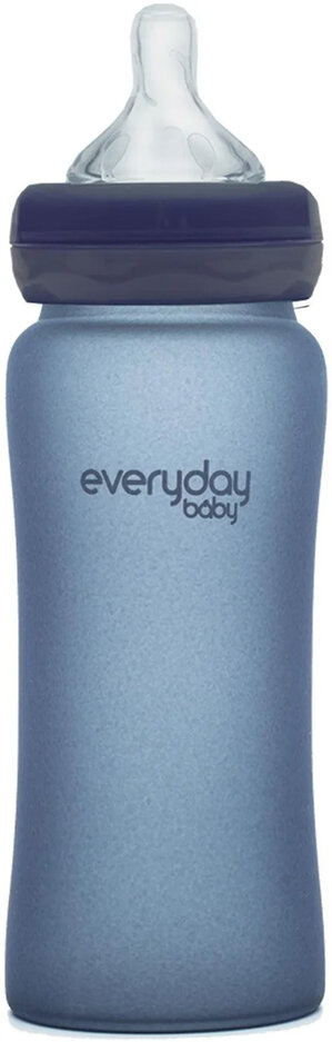 EVERYDAY BABY Láhev sklo s teplotním senzorem 300 ml Blueberry