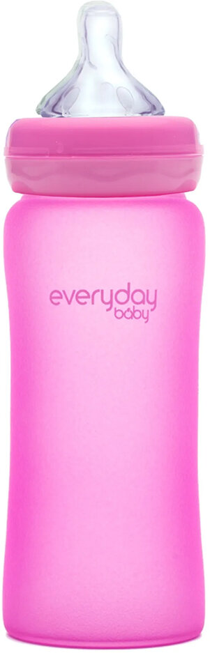 EVERYDAY BABY Láhev sklo s teplotním senzorem 300 ml Pink