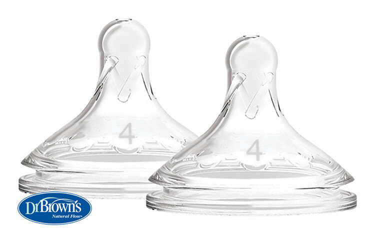 Dr.Browns náhradné silikon cumlíky pre dojčenské fľašky options Wide Neck stupeň 4 BPA Free 2ks WN4201