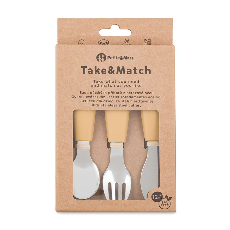 PETITE&MARS Sada příborů s nerezové oceli Take&Match Intense Ochre 12m+