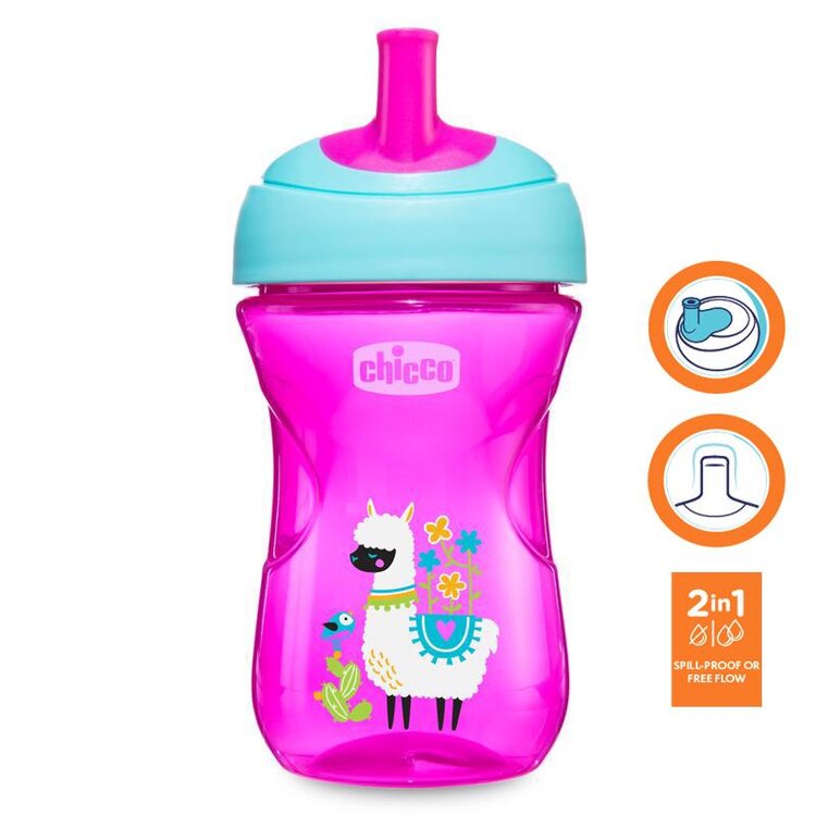 E-shop Chicco hrneček pokročilý s brčkem 266 ml růžová lama
