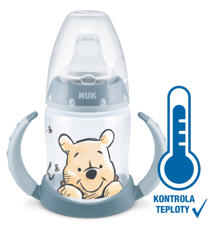 NUK Tanuló cumisüveg DISNEY-Micimackó hőmérséklet-ellenőrzéssel 150 ml szürke akciós termékkép 1