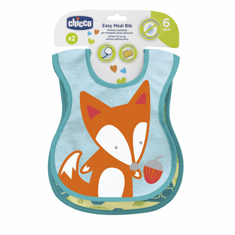 CHICCO Pamut vízálló előke - zöld 2db, 6h+ akciós termékkép 1
