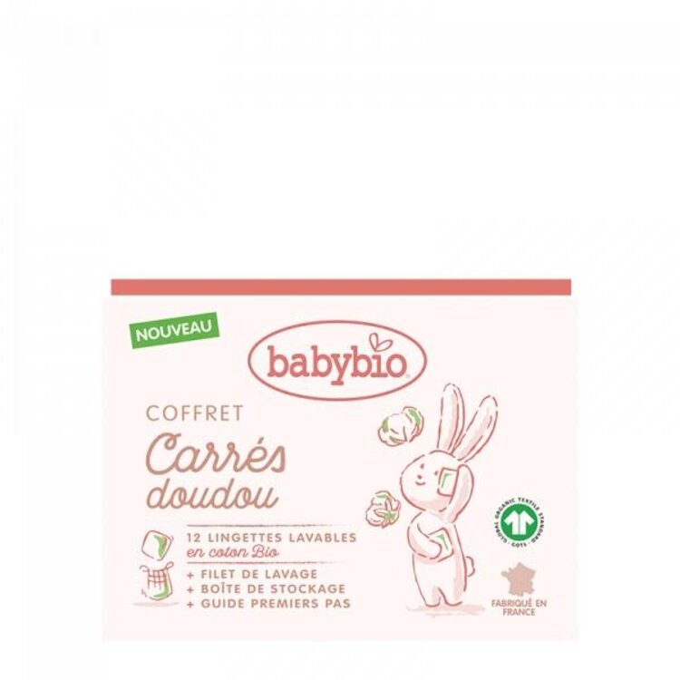 E-shop BABYBIO Sada hygienické žínky z BIO bavlny (12 ks), prací síťka a organizér