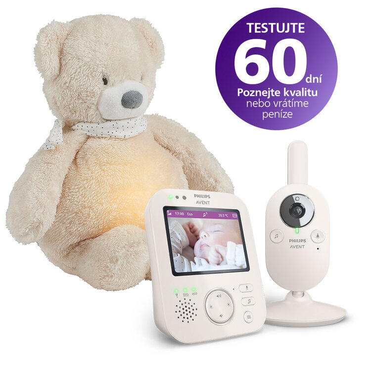 Philips AVENT Bébiőr videó SCD891/26+NATTOU 4 az 1-ben altató medve Sleepy Bear Beige 0m+ akciós termékkép 1
