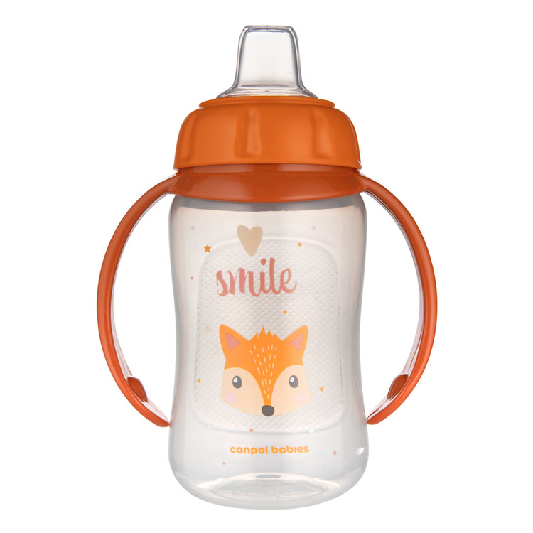 CANPOL BABIES Hrneček tréningový s úchyty Cute Animals oranžová liška, 320ml