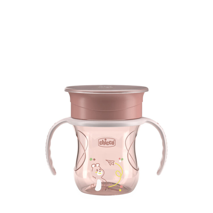CHICCO 360 Perfect X csésze fogantyúkkal rózsaszín, 12 hónapos kortól akciós termékkép 1