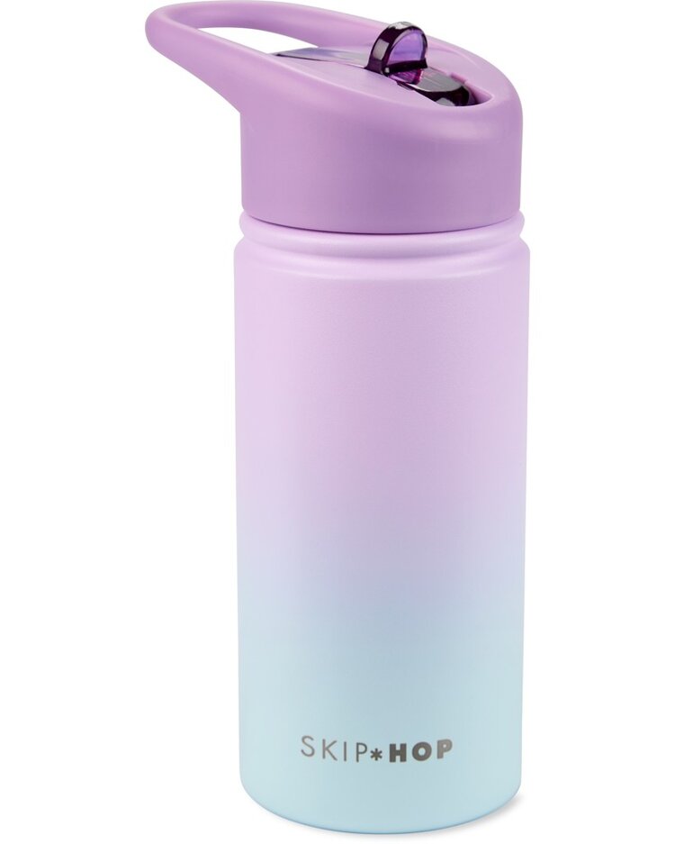 SKIP HOP Láhev s brčkem nerezová Wander - ombré purple, 450ml