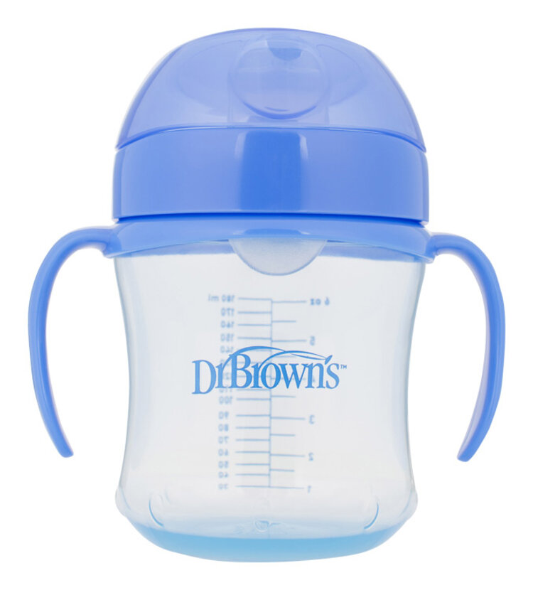 DR.BROWN'S Hrnek s měkkým náustkem 180ml 6m+, modrý (TC61004-INTL)