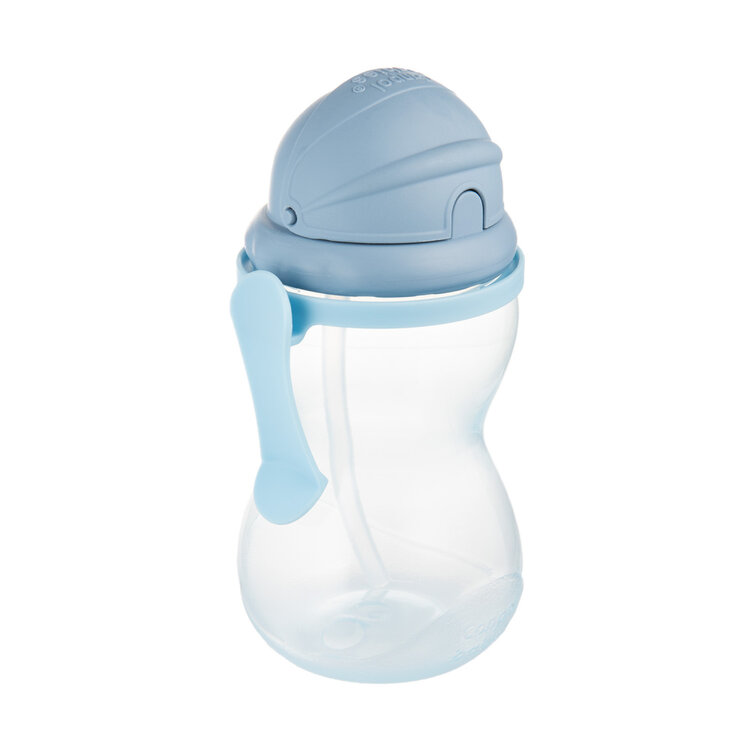 CANPOL BABIES Láhev sportovní se silikonovým brčkem 370ml 12m+ modrá