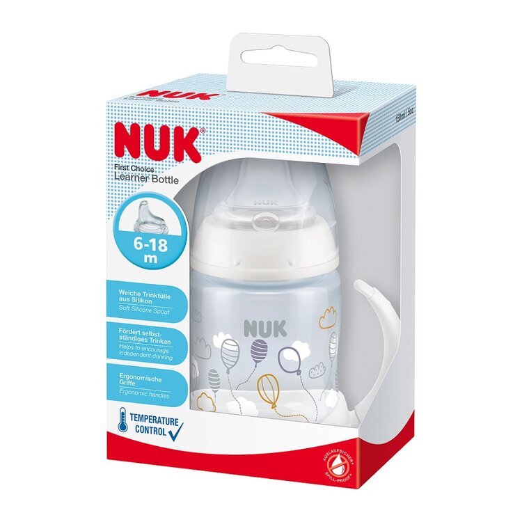 NUK FC tanuló cumisüveg hőmérséklet ellenőrzéssel 150 ml fehér akciós termékkép 1