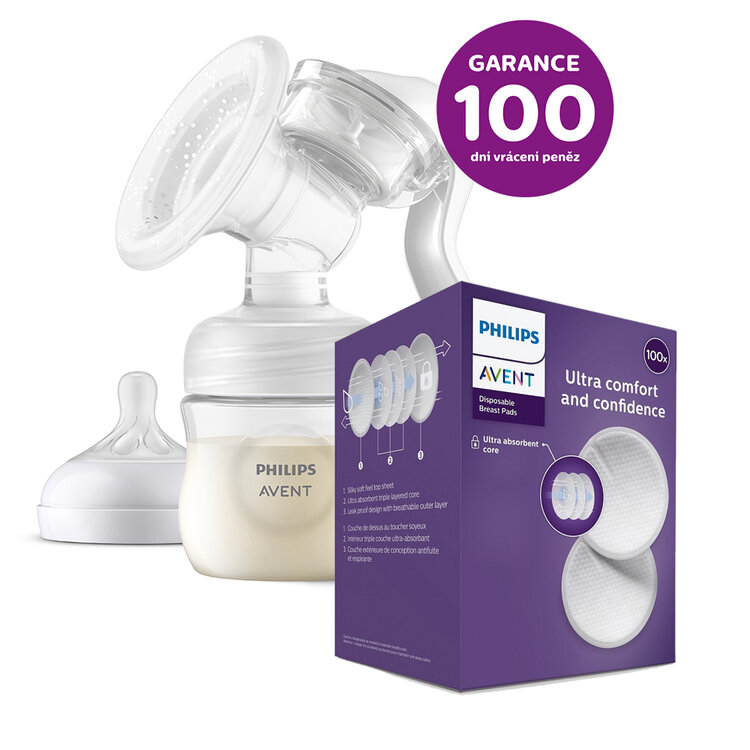 Philips AVENT Kézi mellszívó + Egyszer használatos melltartóbetét 100 db akciós termékkép 1