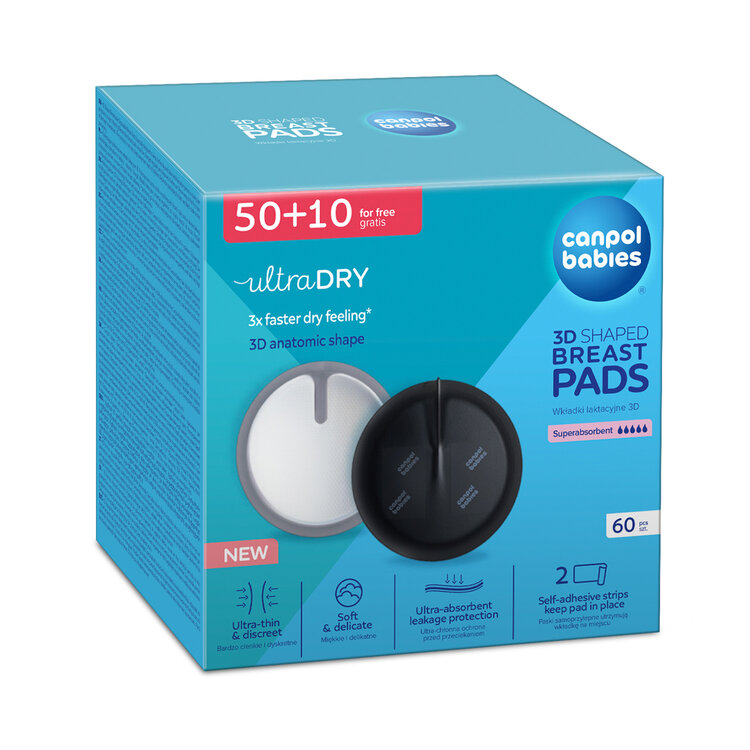 CANPOL BABIES Légáteresztő, formázott 3D fekete melltartóbetét, 50+10 db akciós termékkép 1