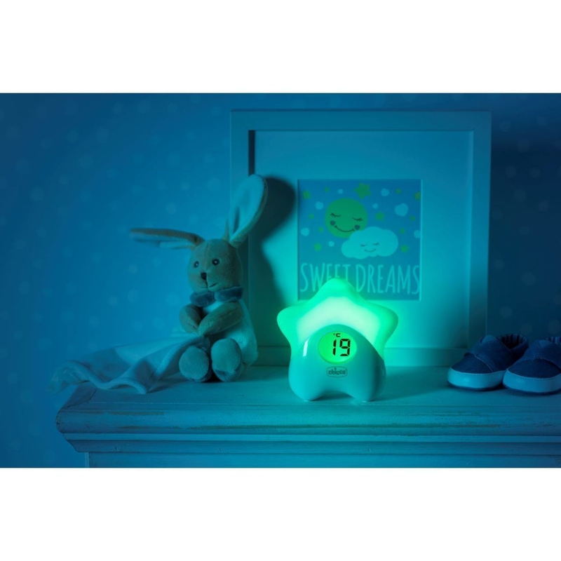CHICCO éjjeli fény lámpa szobahőmérővel termék 2. képe