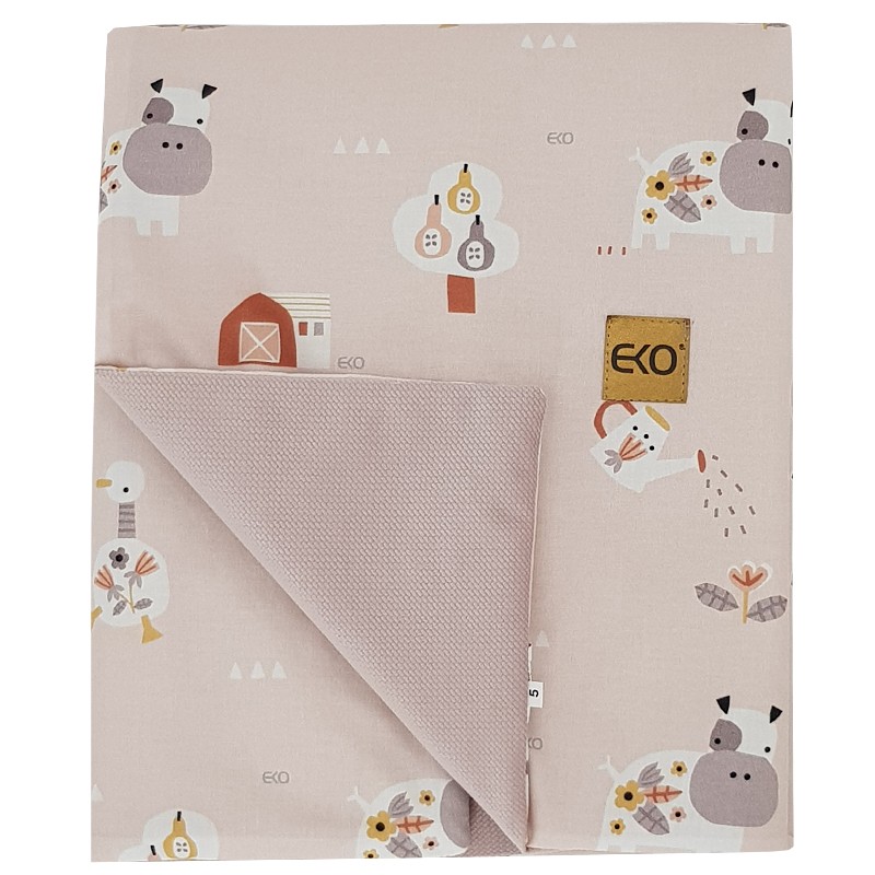 EKO Takaró pamutból VELVET béléssel My farma Powder pink 100x80 cm termék 2. képe